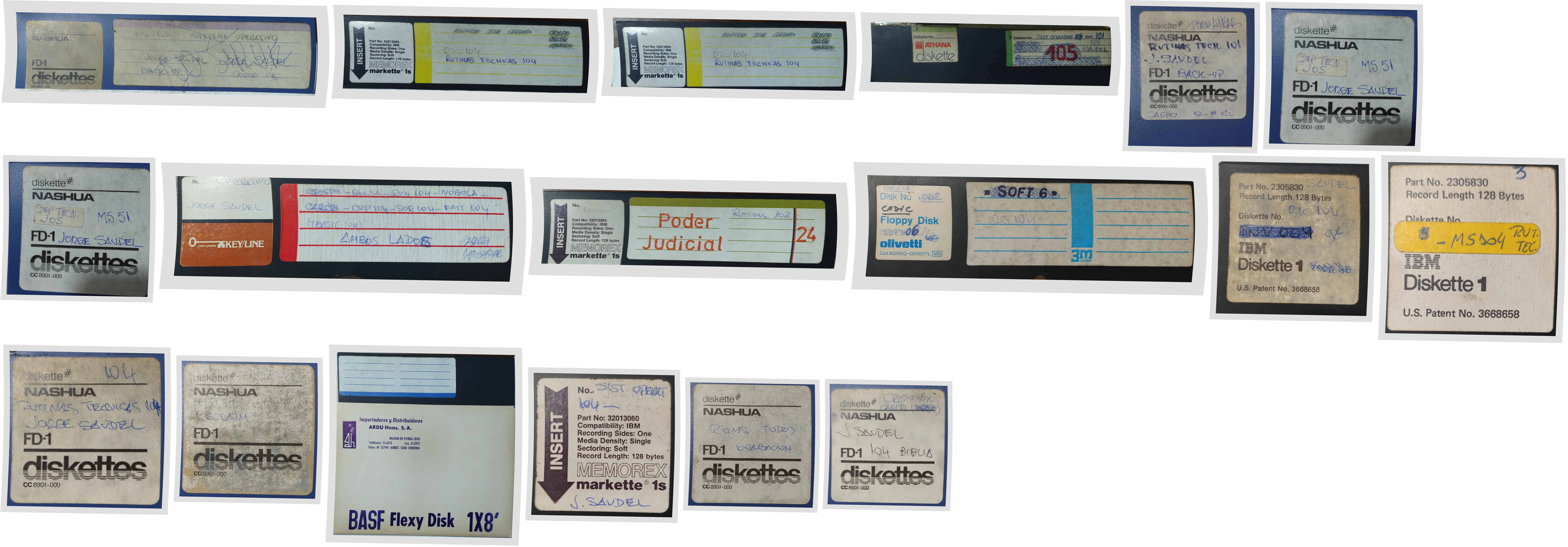 18 etiquetas de diskettes 8